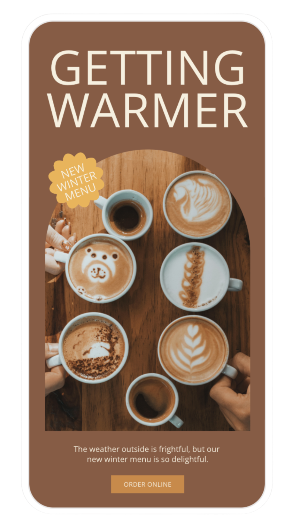 Seasonal Menu Launch for Coffee Shop Email Marketing for Restaurant